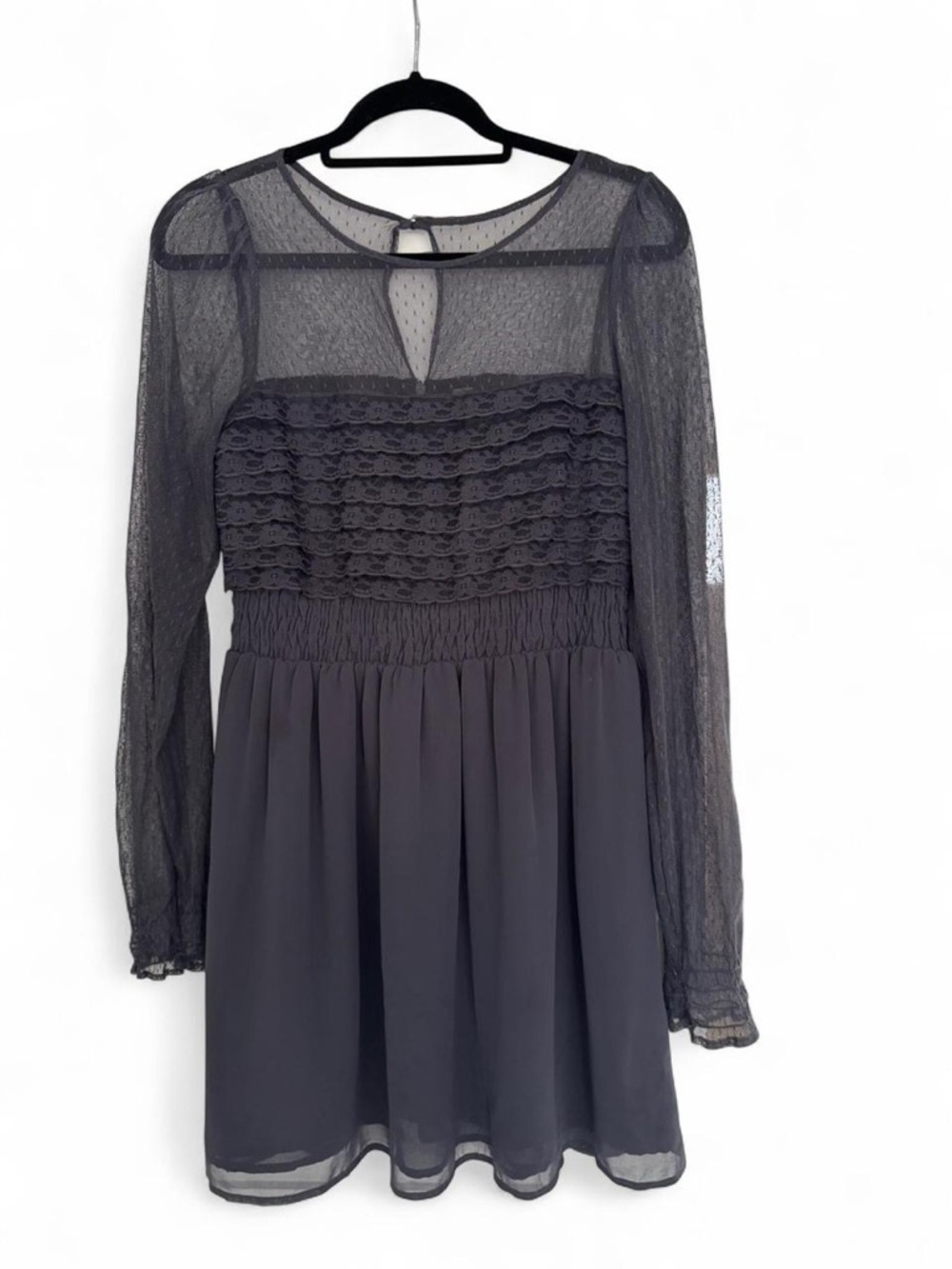 Free People Sheer Lace Mini Dress Boho Y2K WhimsyGoth Goth Mesh